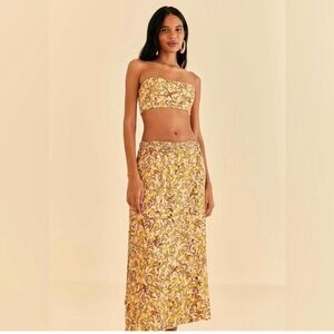 NWT Light Pink Star Fruit Midi Skirt (M) and Crop Bandeau Set (XS)